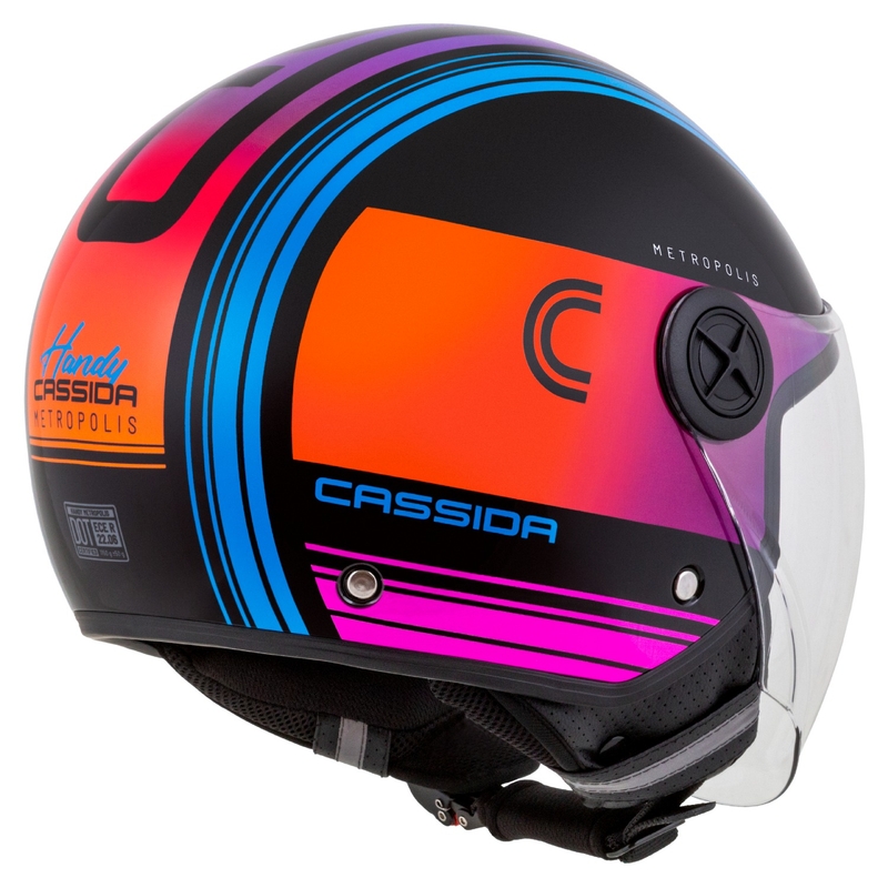 Kask motocyklowy otwarty Cassida Handy Metropolis Black-Turquoise Gradient