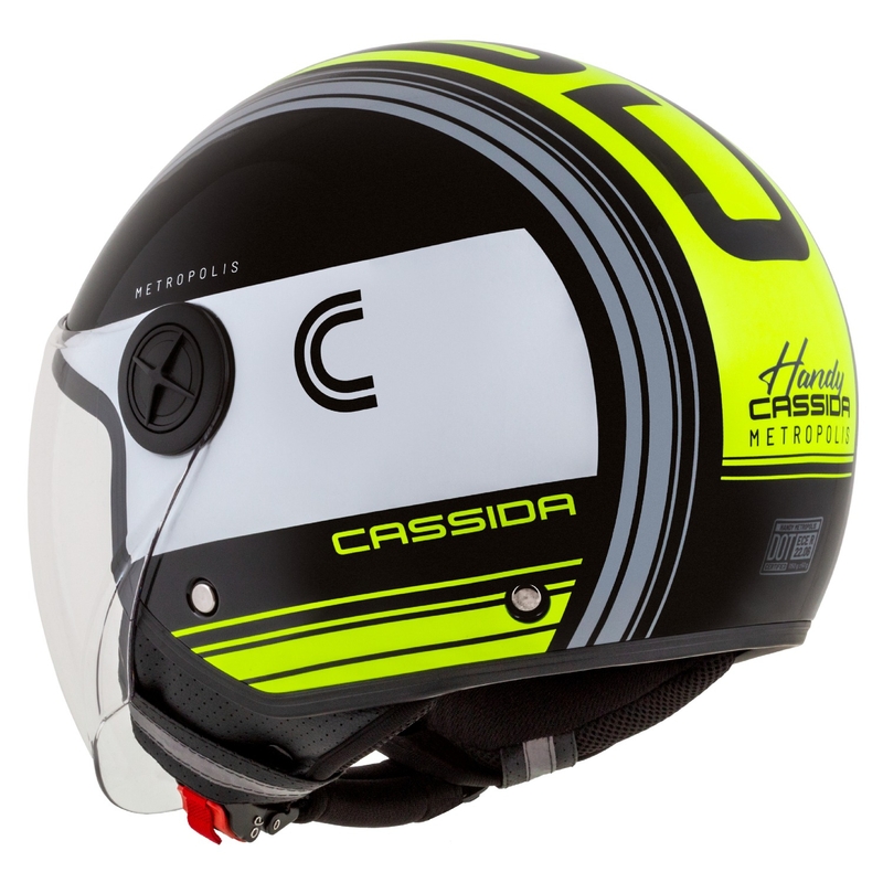 Kask motocyklowy otwarty Cassida Handy Metropolis Black-White-Fluo Yellow-Grey