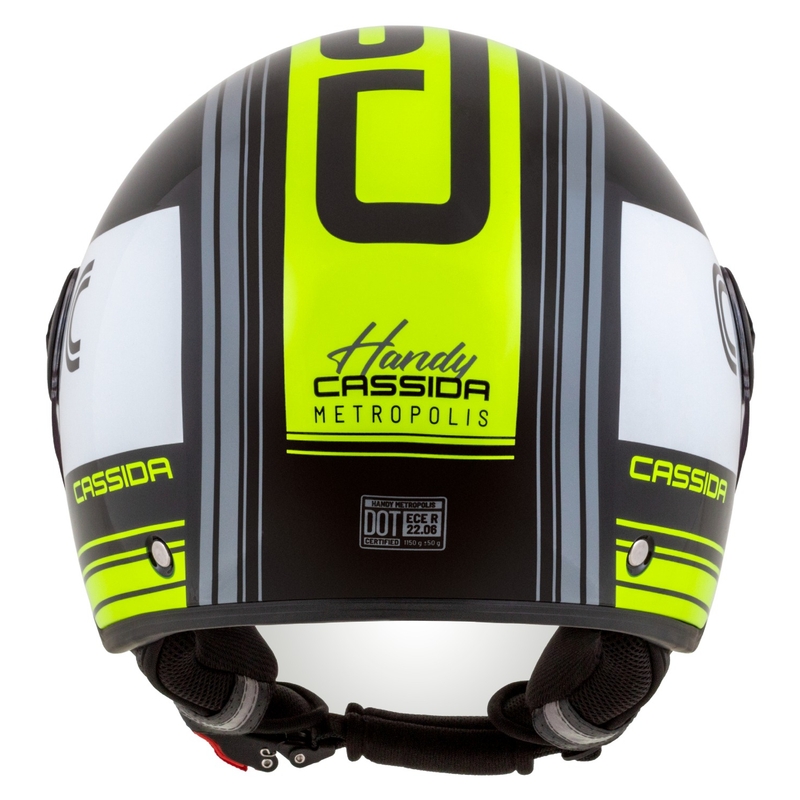 Kask motocyklowy otwarty Cassida Handy Metropolis Black-White-Fluo Yellow-Grey