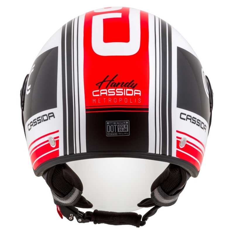 Kask motocyklowy otwarty Cassida Handy Metropolis czarno-biało-czerwony