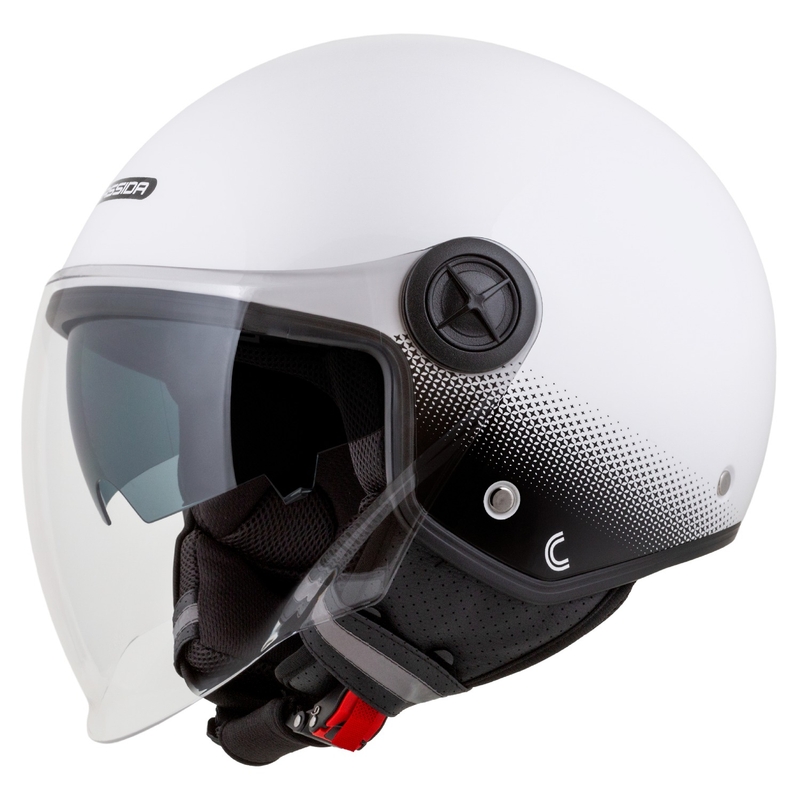 Kask motocyklowy otwarty Cassida Handy Plus biało-czarny