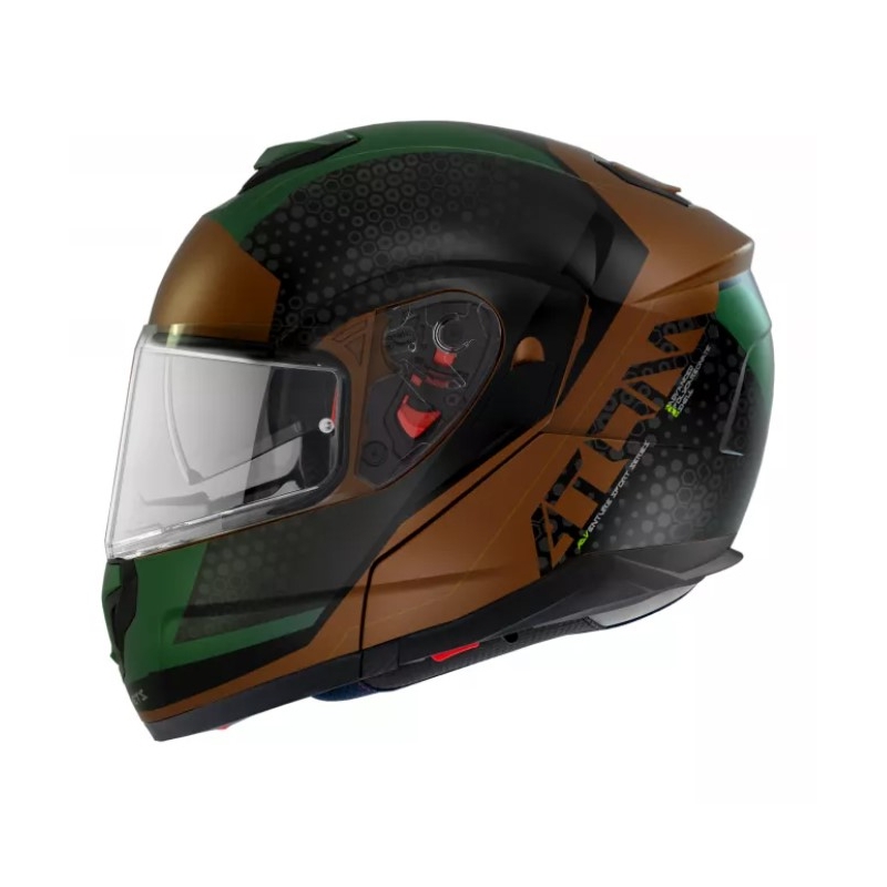 MT Atom SV Adventure A6 kask motocyklowy czarno-brązowo-zielony tip-up