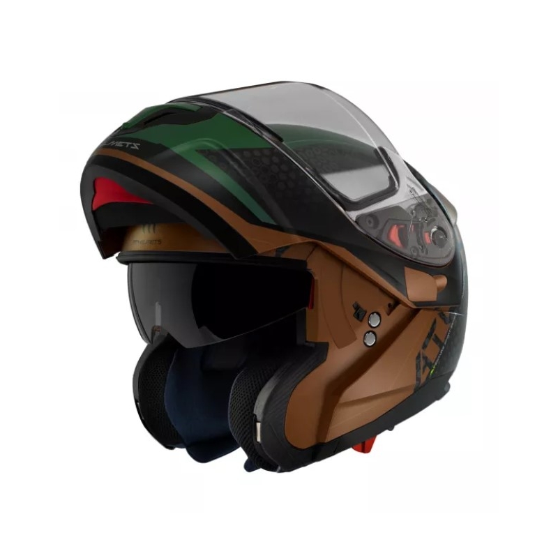 MT Atom SV Adventure A6 kask motocyklowy czarno-brązowo-zielony tip-up
