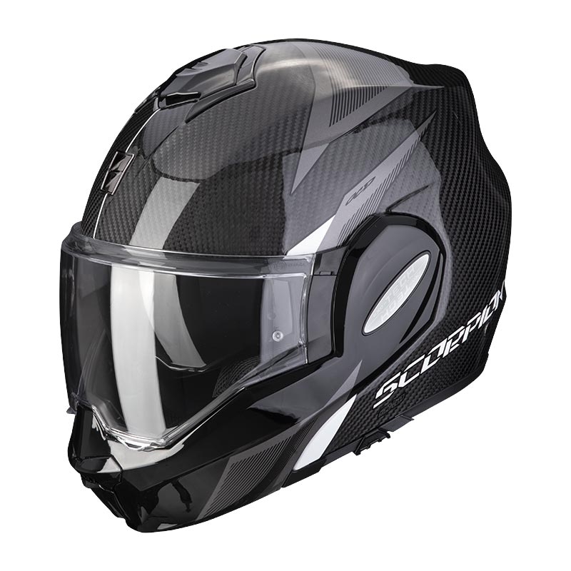 Kask szczękowy Scorpion EXO-TECH EVO Carbon Top czarno-biały