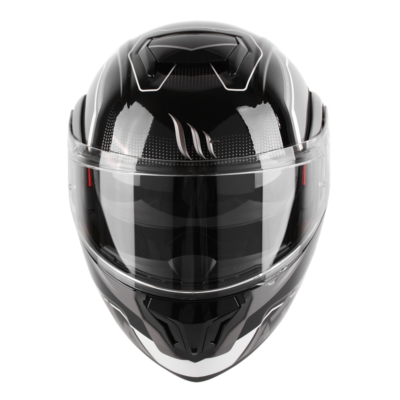 Szczękowy kask motocyklowy MT Atom SV Quark czarno-szaro-biały błyszczący wyprzedaż