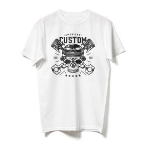 T-shirt RSA American Custom Skull biały wyprzedaż