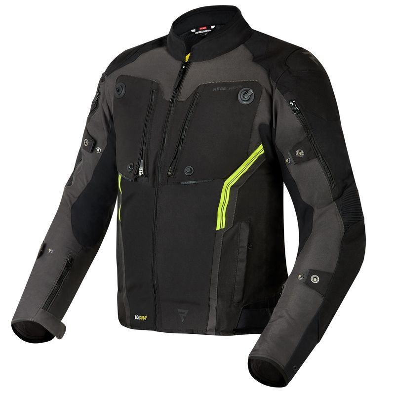 Kurtka motocyklowa Rebelhorn Borg czarno-ciemno szaro-fluo żółta