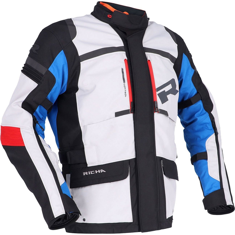 Kurtka motocyklowa RICHA Brutus GTX szaro-niebiesko-czerwona wyprzedaż