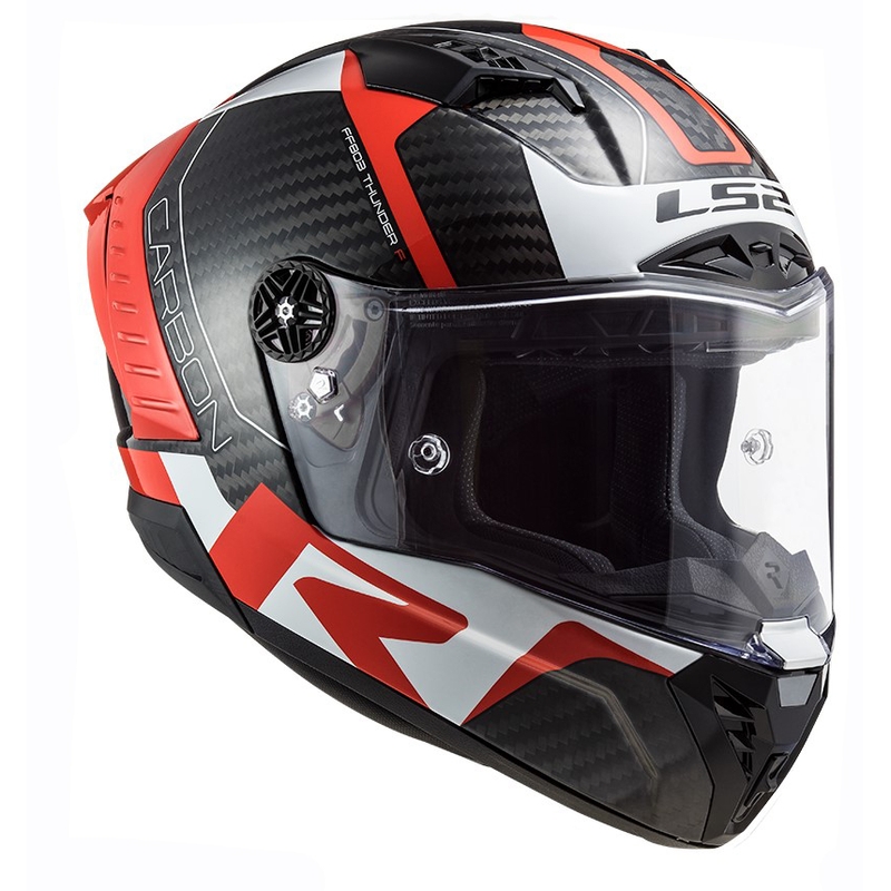 LS2 FF805 Thunder C Racing1 kask motocyklowy integralny czarno-biało-czerwony
