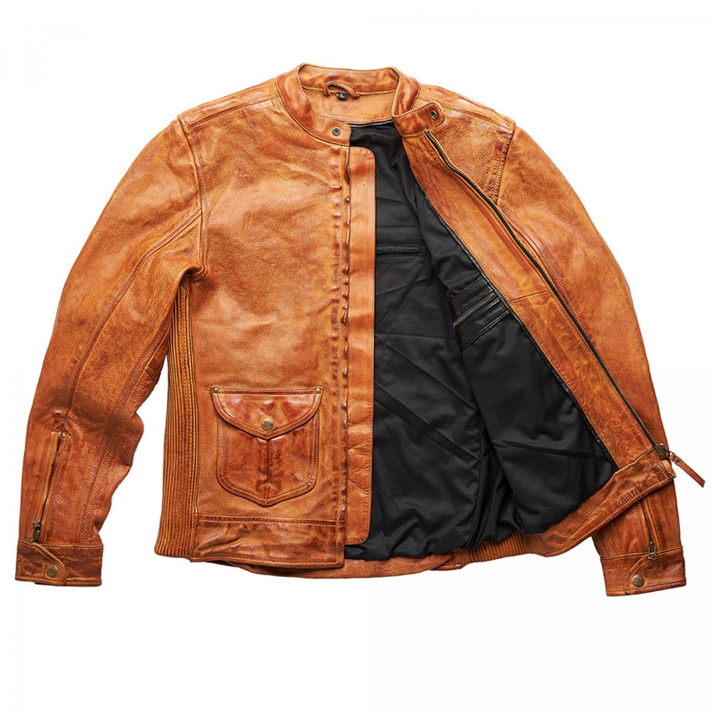 Skórzana kurtka motocyklowa Fuel Bourbon Brown wyprzedaż