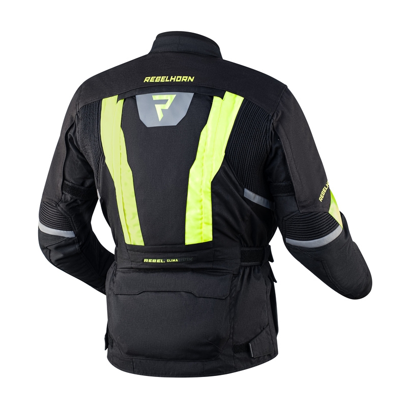 Kurtka motocyklowa Rebelhorn Hardy II czarna-fluo żółta wyprzedaż
