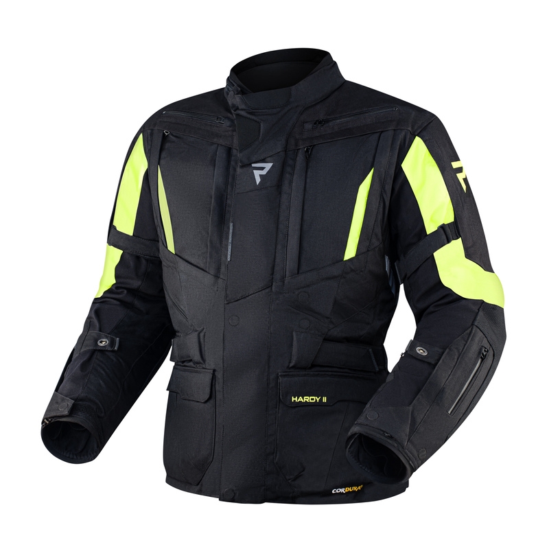 Kurtka motocyklowa Rebelhorn Hardy II czarna-fluo żółta wyprzedaż