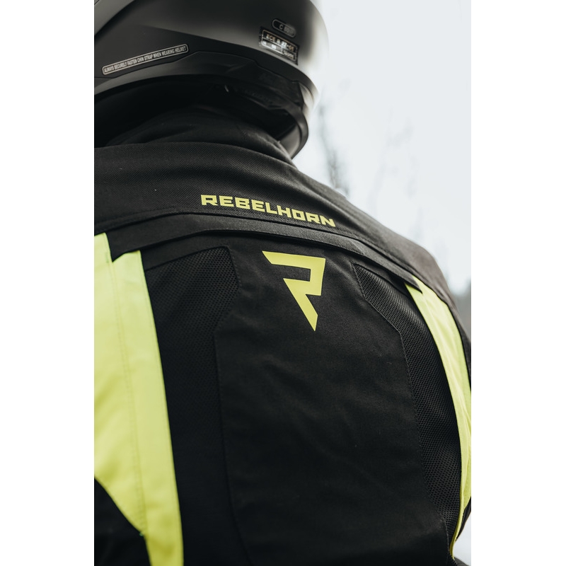 Kurtka motocyklowa Rebelhorn Hardy II czarna-fluo żółta wyprzedaż