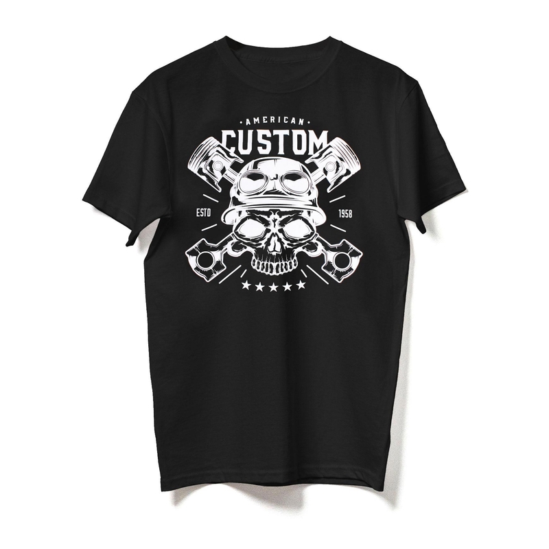 T-shirt RSA American Custom Skull czarny wyprzedaż