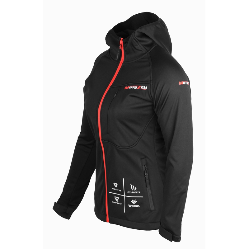 Kurtka softshell damska MotoZem Racing Team czarno-czerwona
