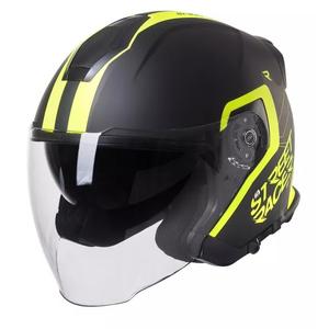 Otwarty kask motocyklowy Street Racer SR 01 czarno-fluo żółty - II. jakość