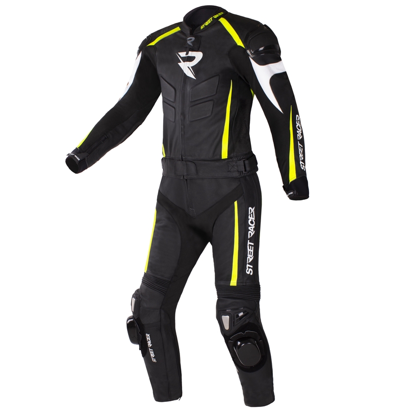 Kombinezon motocyklowy Street Racer Fast Track 2 Black-White-Fluo Yellow wyprzedaż