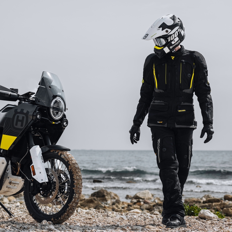 Kurtka motocyklowa Rebelhorn Patrol czarno-szaro-fluo żółta