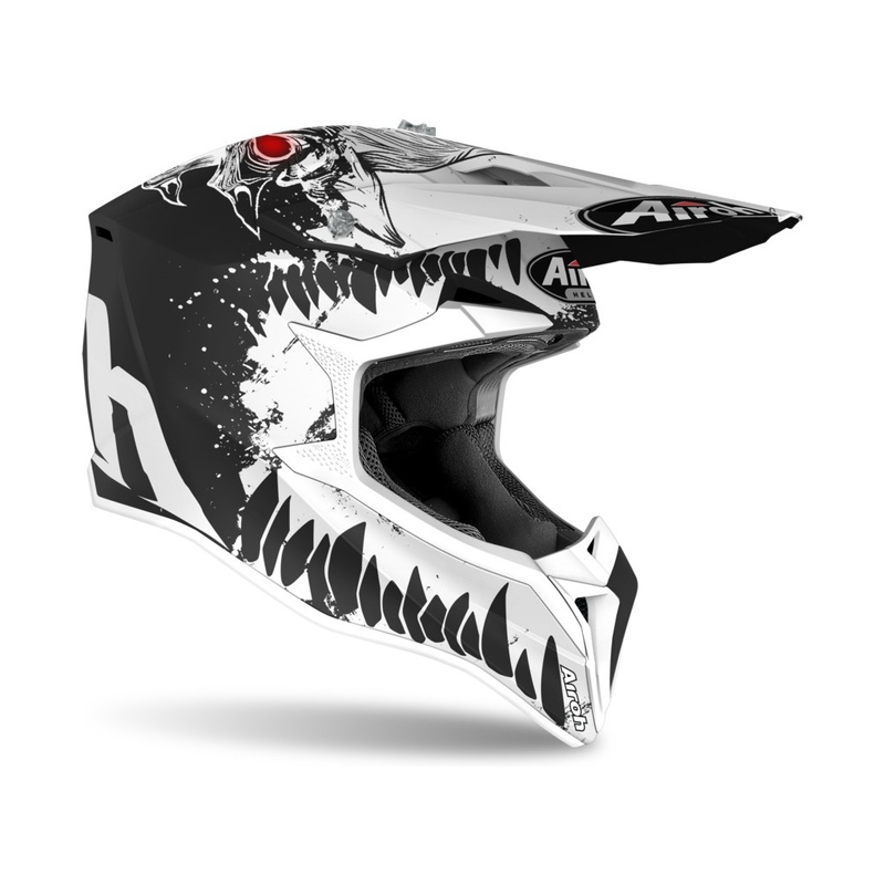 Dziecięcy kask motocrossowy Airoh Wraap Youth Beast czarno-biały