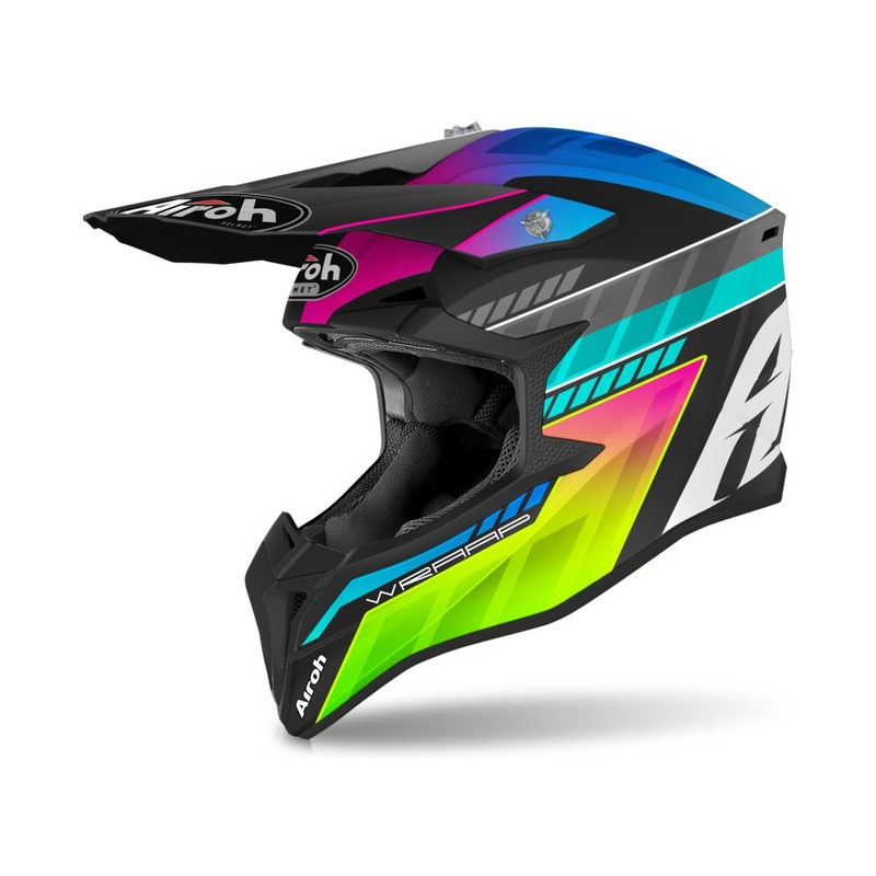 Dziecięcy kask motocrossowy Airoh Wraap Prism czarno-niebieski