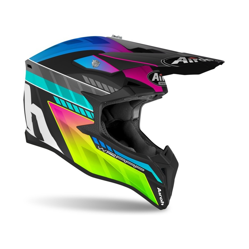 Dziecięcy kask motocrossowy Airoh Wraap Prism czarno-niebieski