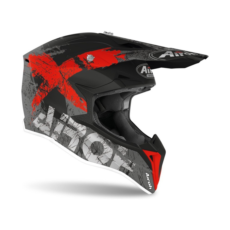 Dziecięcy kask motocrossowy Airoh Wraap Youth Smile czarno-szaro-czerwony
