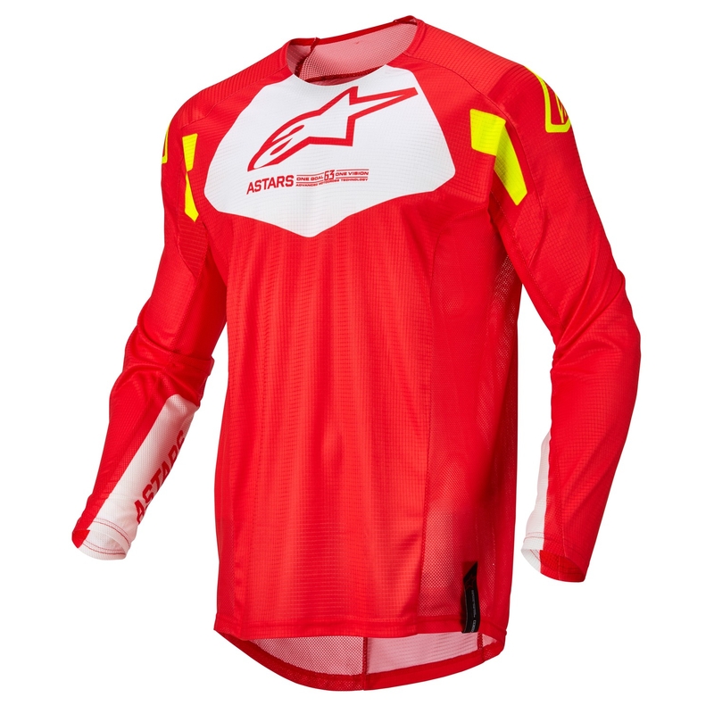 Dziecięca koszulka motocrossowa Alpinestars Racer Factory fluo czerwono-biało-żółta wyprzedaż