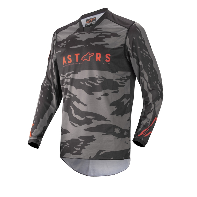 Dziecięca koszulka motocrossowa Alpinestars Racer Tactical camo czarno-szaro-czerwono-fluo