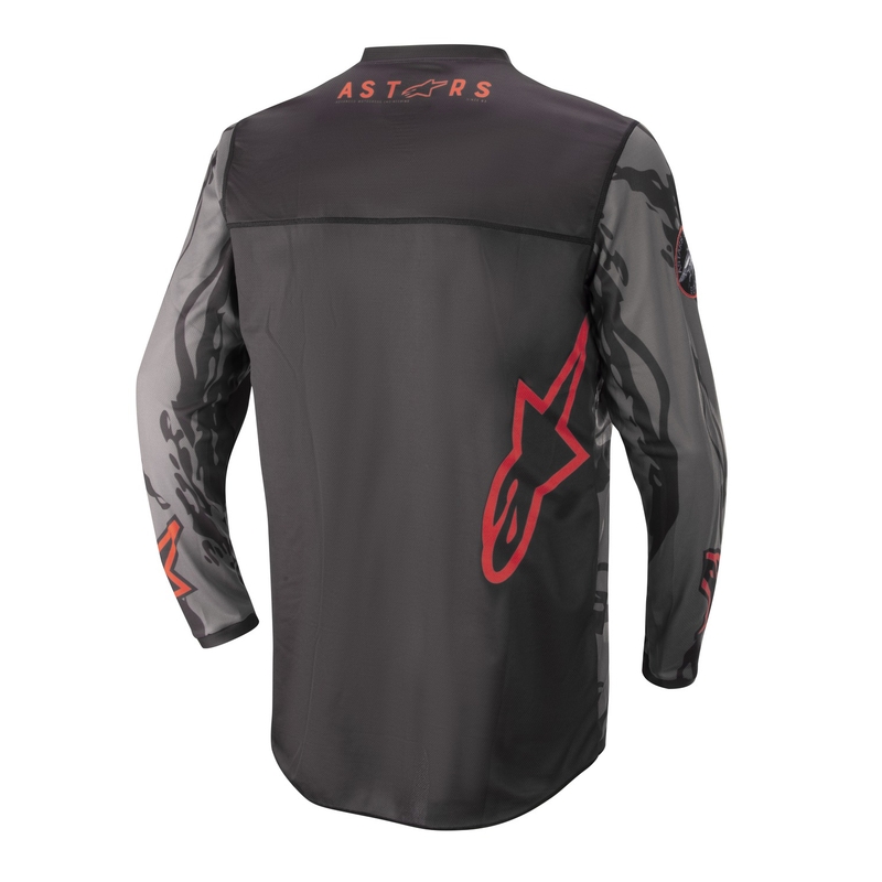 Dziecięca koszulka motocrossowa Alpinestars Racer Tactical camo czarno-szaro-czerwono-fluo
