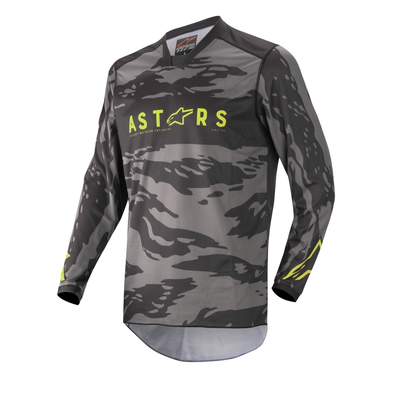 Dziecięca koszulka motocrossowa Alpinestars Racer Tactical camo czarny-szary-fluo żółty