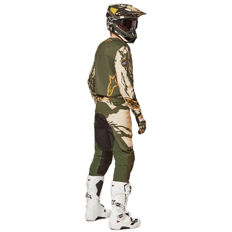 Dziecięca koszulka motocrossowa Alpinestars Racer Tactical camo zielono-beżowo-pomarańczowa