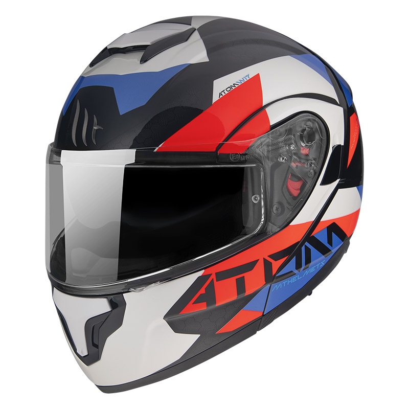 Kask motocyklowy MT Atom SV W17 A7 czarno-czerwono-niebiesko-biały wyprzedaż
