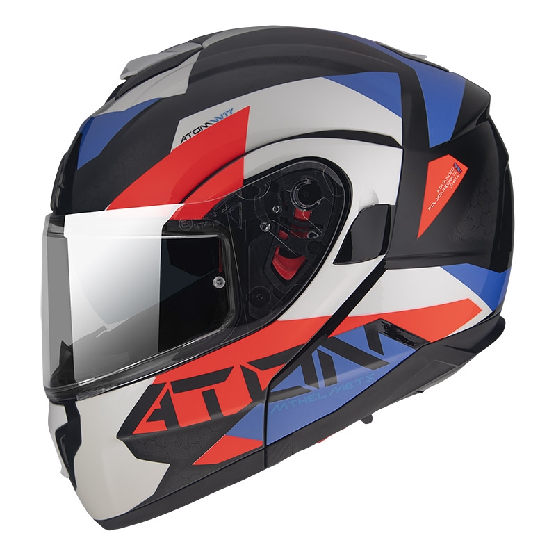 Kask motocyklowy MT Atom SV W17 A7 czarno-czerwono-niebiesko-biały wyprzedaż
