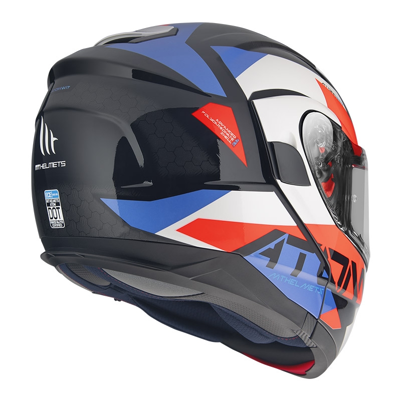 Kask motocyklowy MT Atom SV W17 A7 czarno-czerwono-niebiesko-biały wyprzedaż