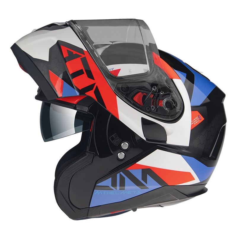 Kask motocyklowy MT Atom SV W17 A7 czarno-czerwono-niebiesko-biały wyprzedaż