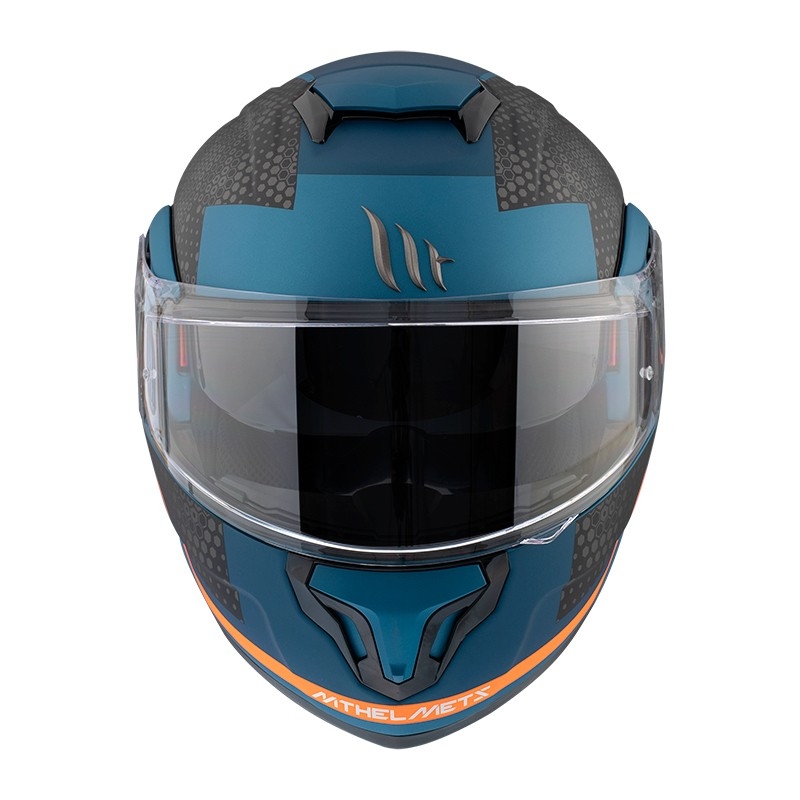 Kask motocyklowy MT Atom SV Adventure B7 czarno-niebiesko-pomarańczowy tip-up wyprzedaż