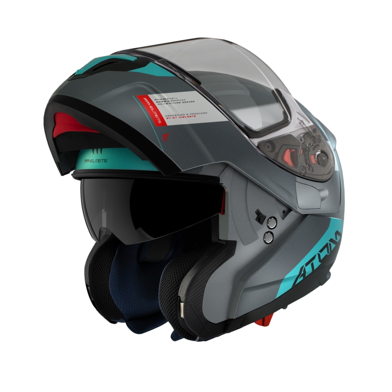 MT Atom SV Gorex C2 kask motocyklowy szary-turkusowy