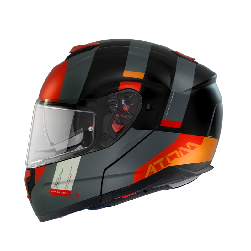 Kask motocyklowy MT Atom SV Gorex B4 black-grey-red-orange z klapką wyprzedaż