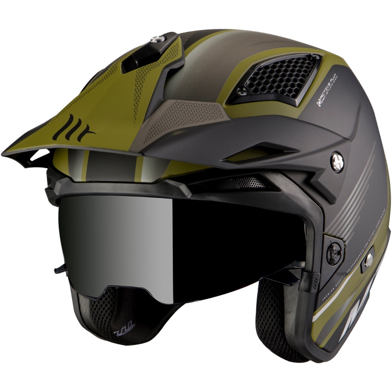 Kask motocyklowy MT District SV Post B6 open trials czarno-zielony