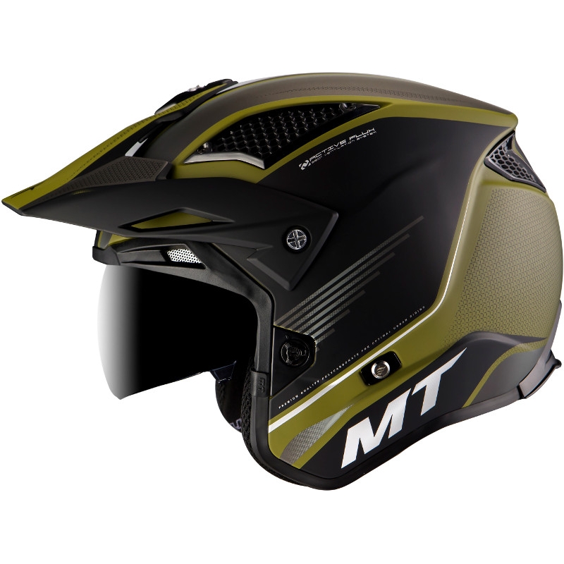 Kask motocyklowy MT District SV Post B6 open trials czarno-zielony