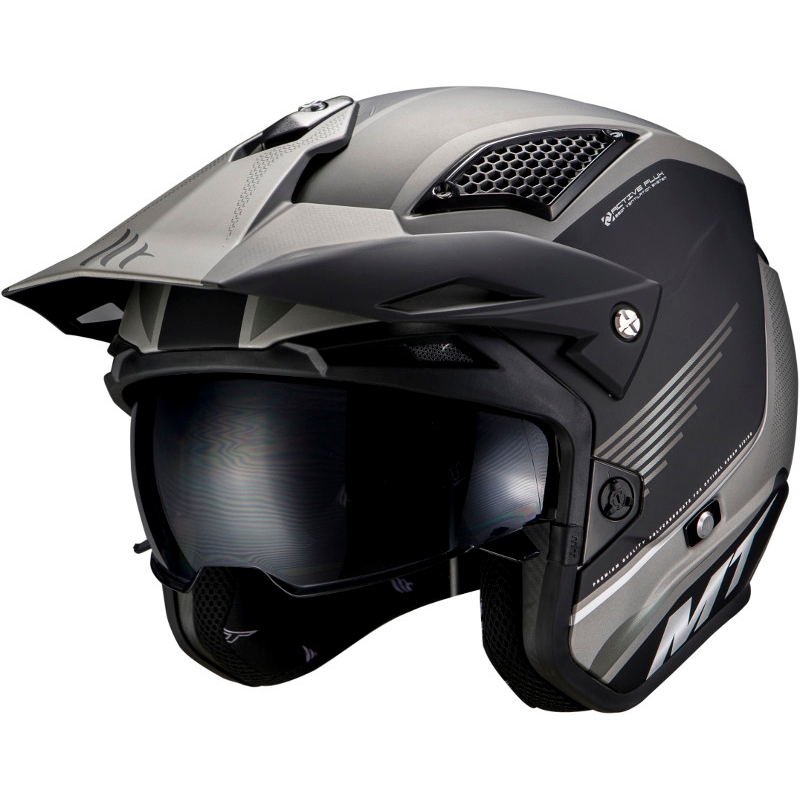 Kask motocyklowy MT District SV Post B2 open trials czarno-szary