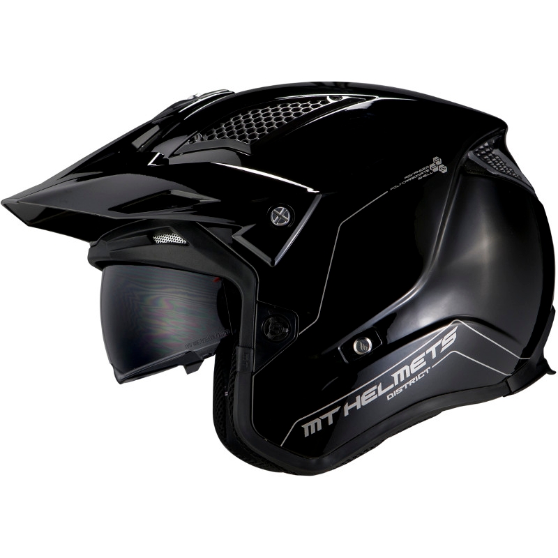 MT District SV Solid A1 otwarty kask motocyklowy czarny połysk