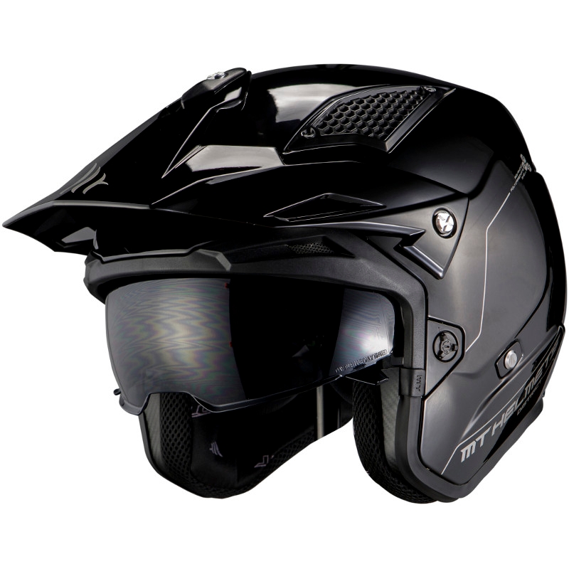 MT District SV Solid A1 otwarty kask motocyklowy czarny połysk