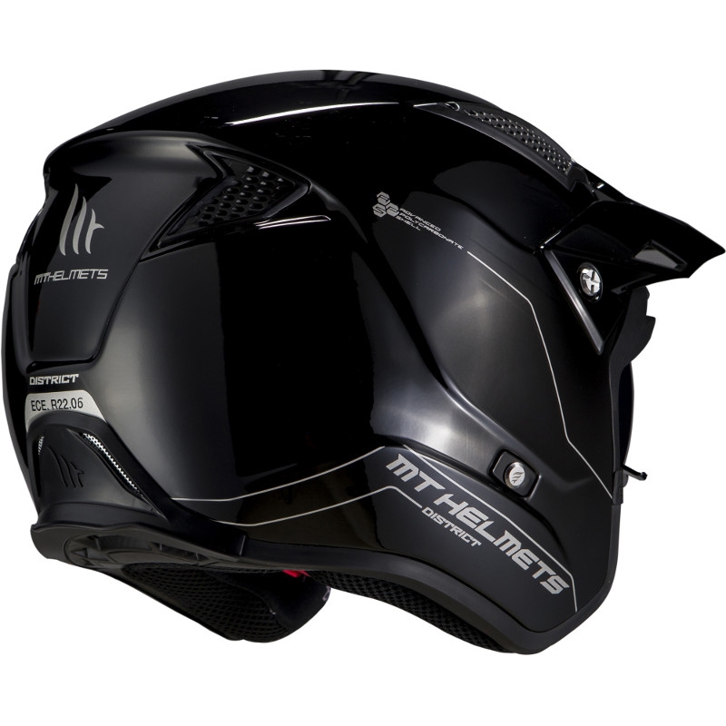 MT District SV Solid A1 otwarty kask motocyklowy czarny połysk