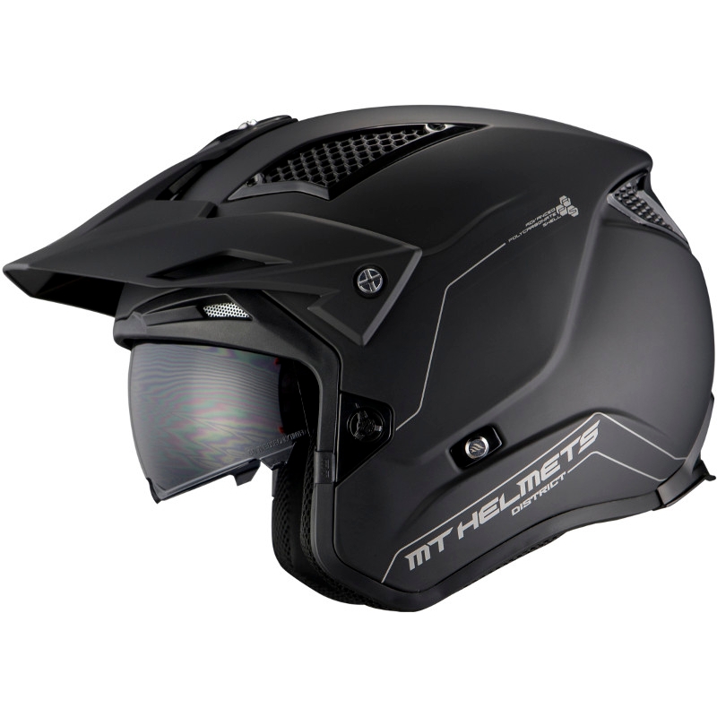 MT District SV Solid A1 otwarty kask motocyklowy czarny matowy