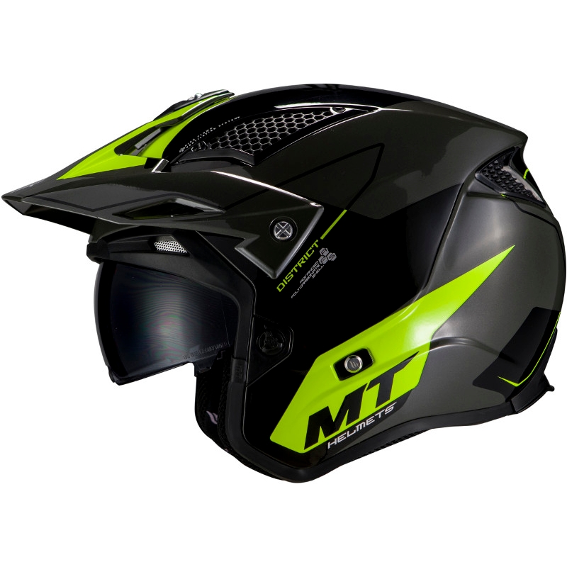 Otwarty kask motocyklowy MT District SV Summit E3 black-fluo green
