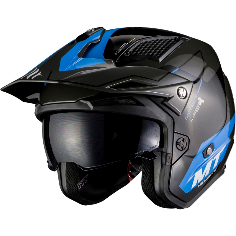 Kask motocyklowy MT District SV Summit F7 open trial czarno-niebieski