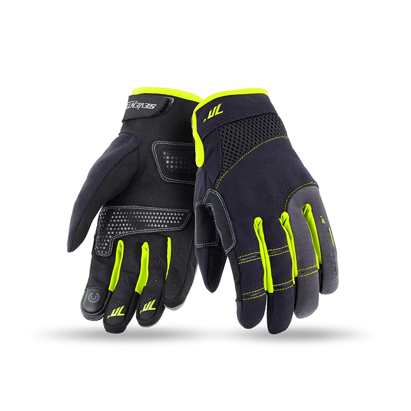 Rękawice motocyklowe SEVENTY DEGREES SD-C48 black-fluo yellow