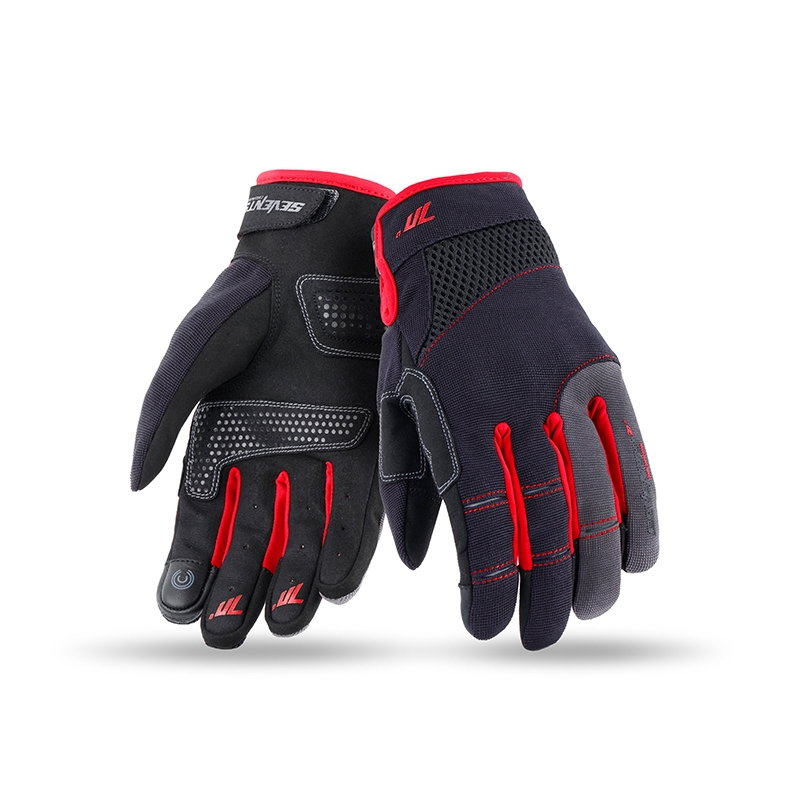 Rękawice motocyklowe SEVENTY DEGREES SD-C48 czarno-czerwone