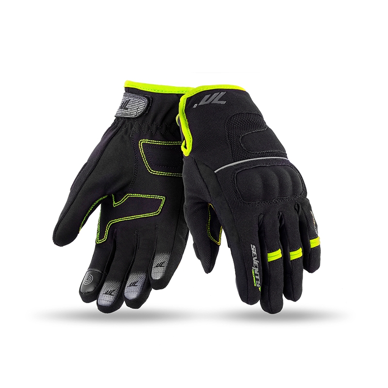 Rękawice motocyklowe SEVENTY DEGREES SD-C43 black-fluo yellow
